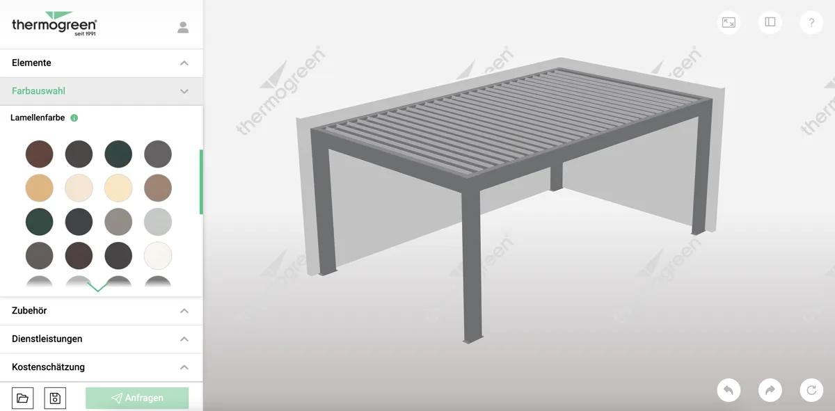 Konfigurace venkovní haly ve 3D