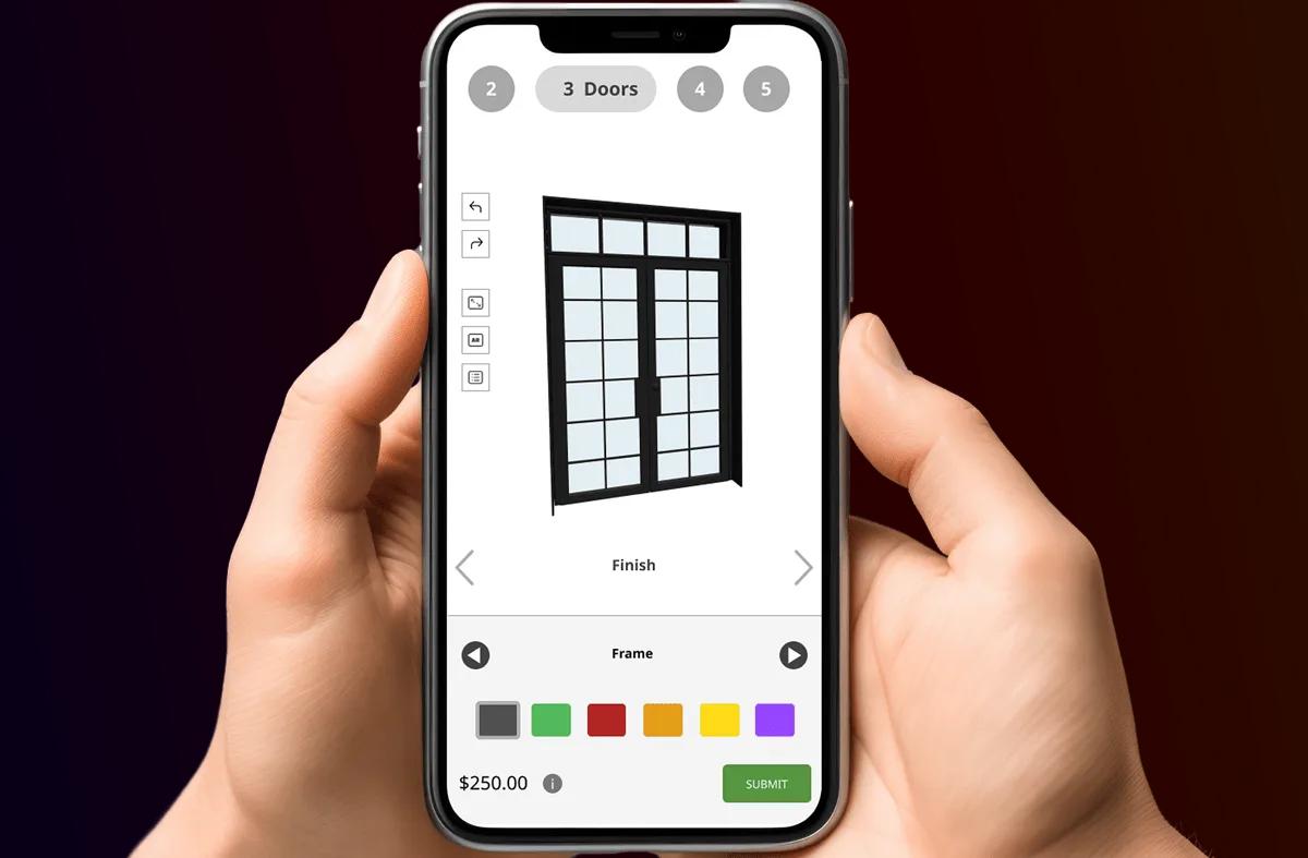 Window and door configurator running on mobile
