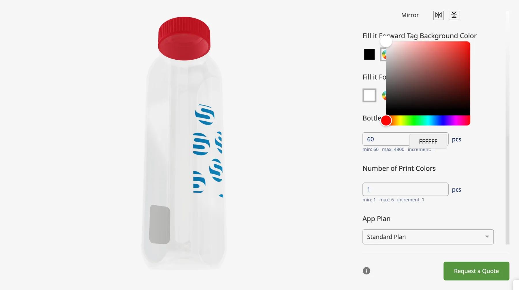 Uploading a front and back logo design onto a 3D water bottle