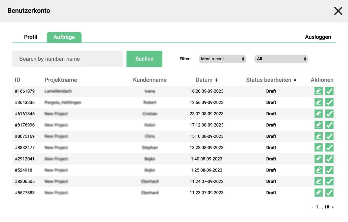 Thermogreen configurator dashboard