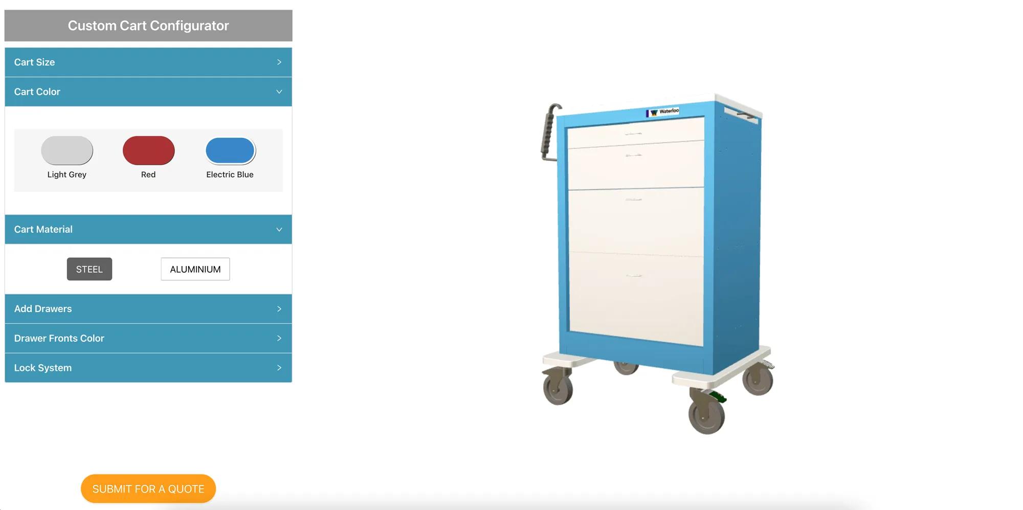 Selecting frame colour for a hospital cart